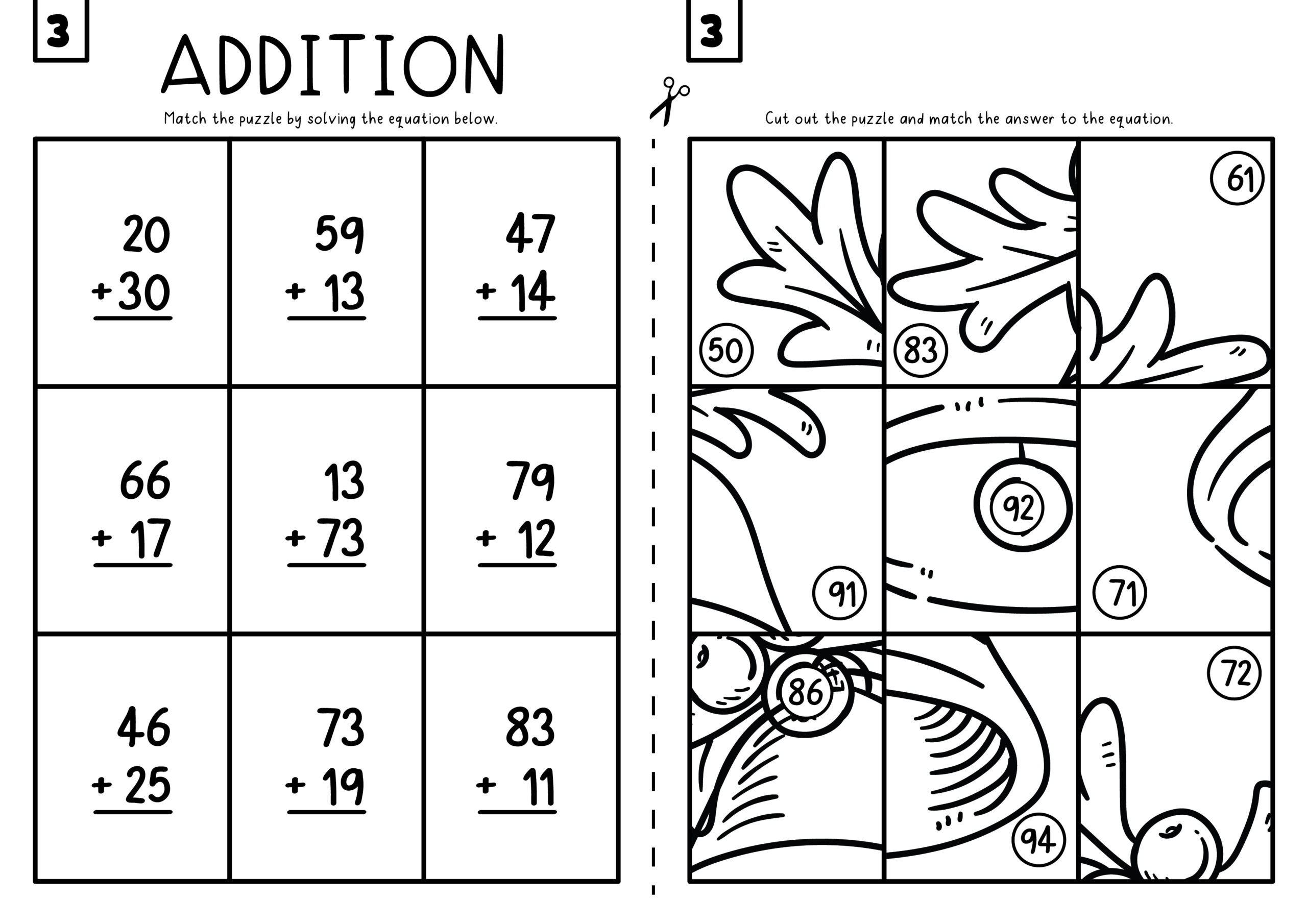christmas mystery addition worksheets - the simplified classroom